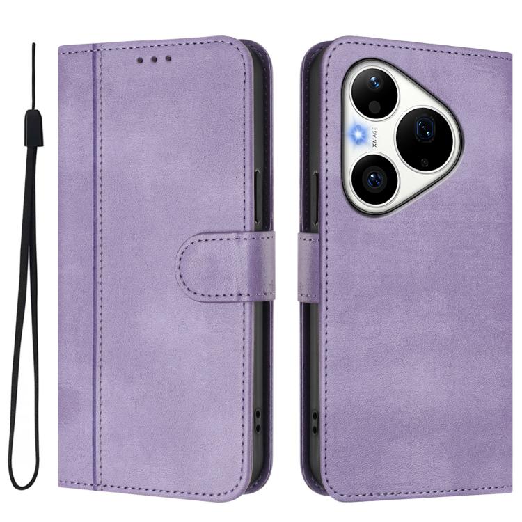 For Huawei Pura 90 Pro 5G Line Splicing Buckle Retro Leather Phone Case