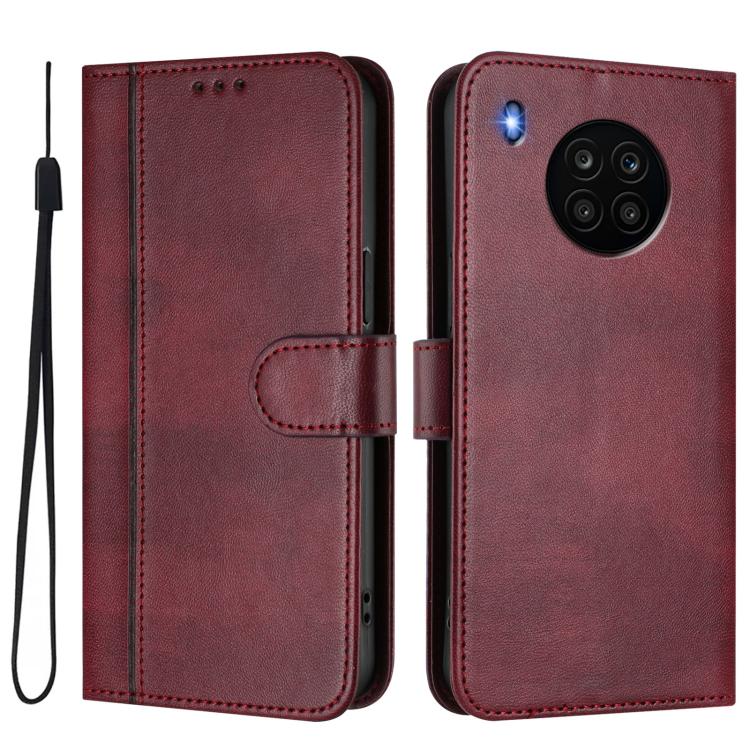 For Honor 50 Lite Line Splicing Buckle Retro Leather Phone Case