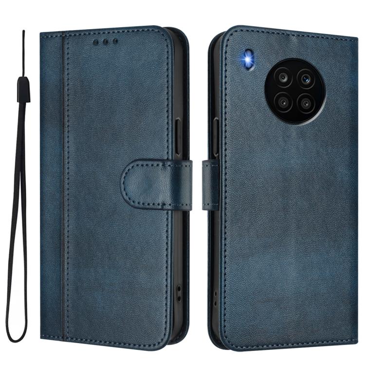 For Honor 50 Lite Line Splicing Buckle Retro Leather Phone Case