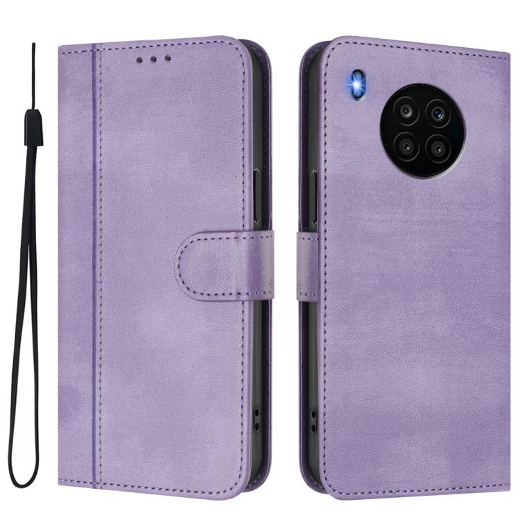 For Honor 50 Lite Line Splicing Buckle Retro Leather Phone Case