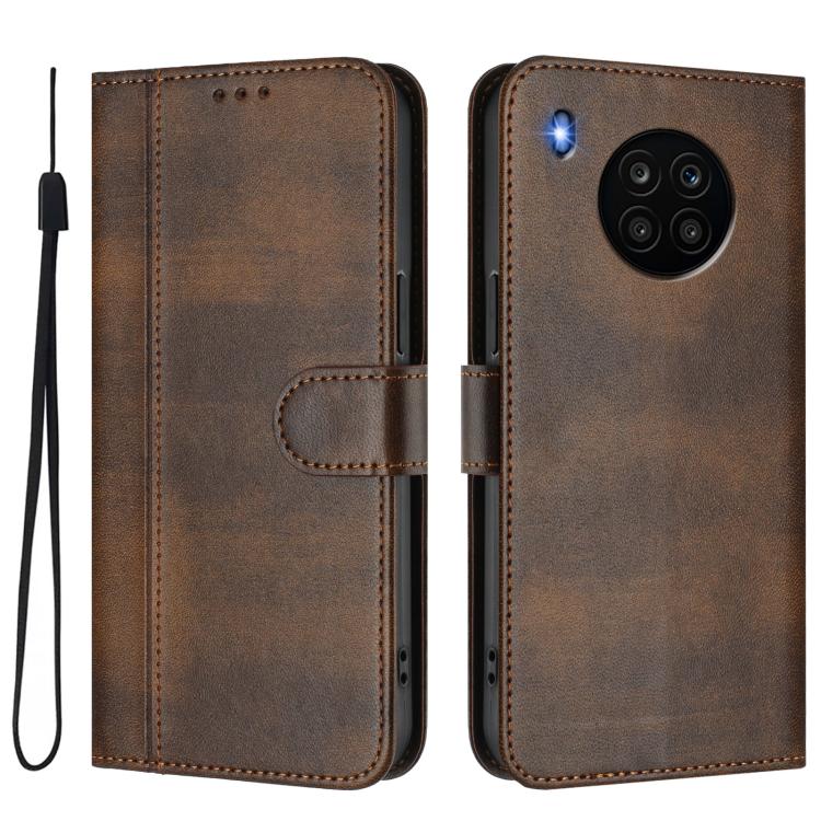 For Honor 50 Lite Line Splicing Buckle Retro Leather Phone Case