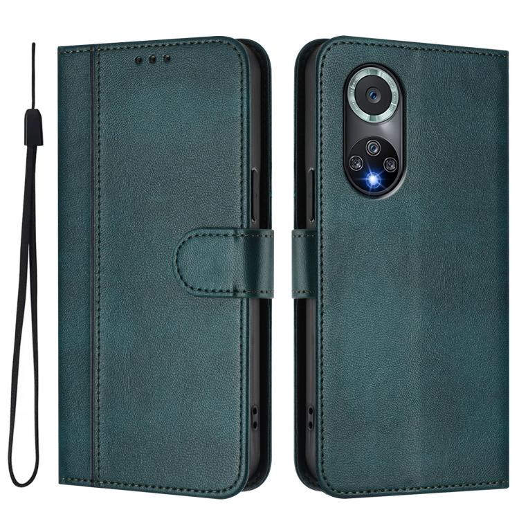 For Honor 50 Pro Line Splicing Buckle Retro Leather Phone Case