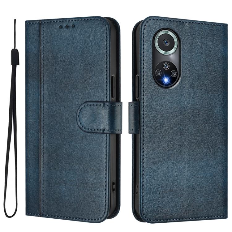 For Honor 50 Pro Line Splicing Buckle Retro Leather Phone Case