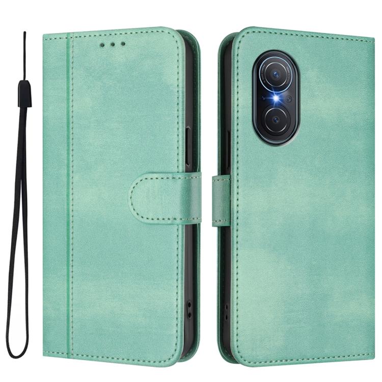 For Honor 50 SE Line Splicing Buckle Retro Leather Phone Case