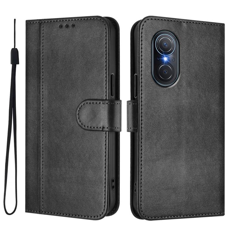 For Honor 50 SE Line Splicing Buckle Retro Leather Phone Case