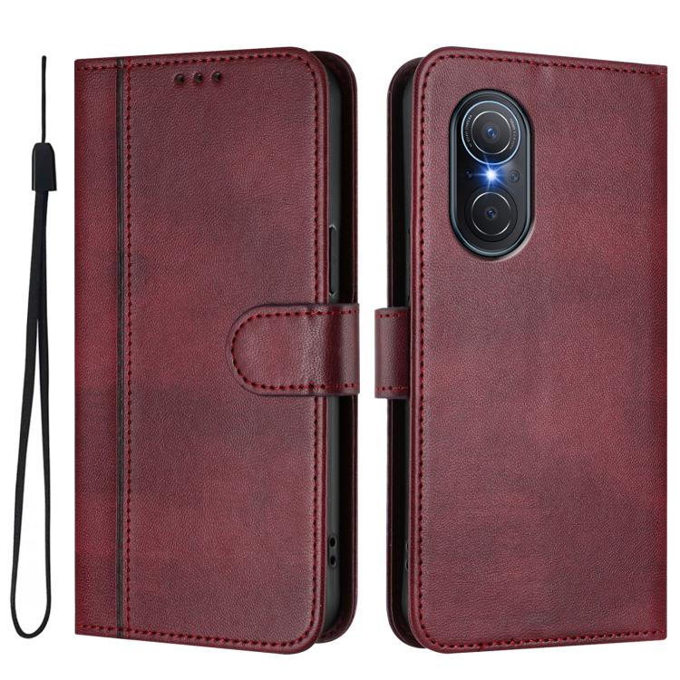 For Honor 50 SE Line Splicing Buckle Retro Leather Phone Case