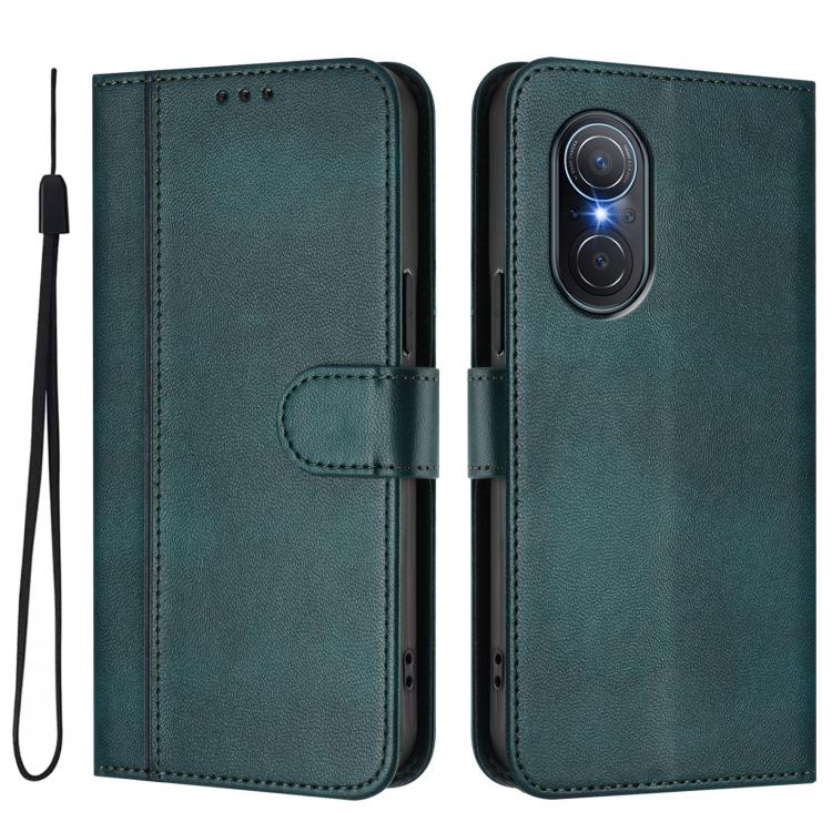For Honor 50 SE Line Splicing Buckle Retro Leather Phone Case