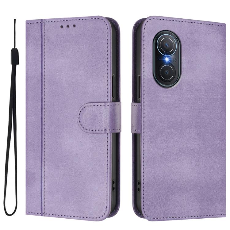 For Honor 50 SE Line Splicing Buckle Retro Leather Phone Case