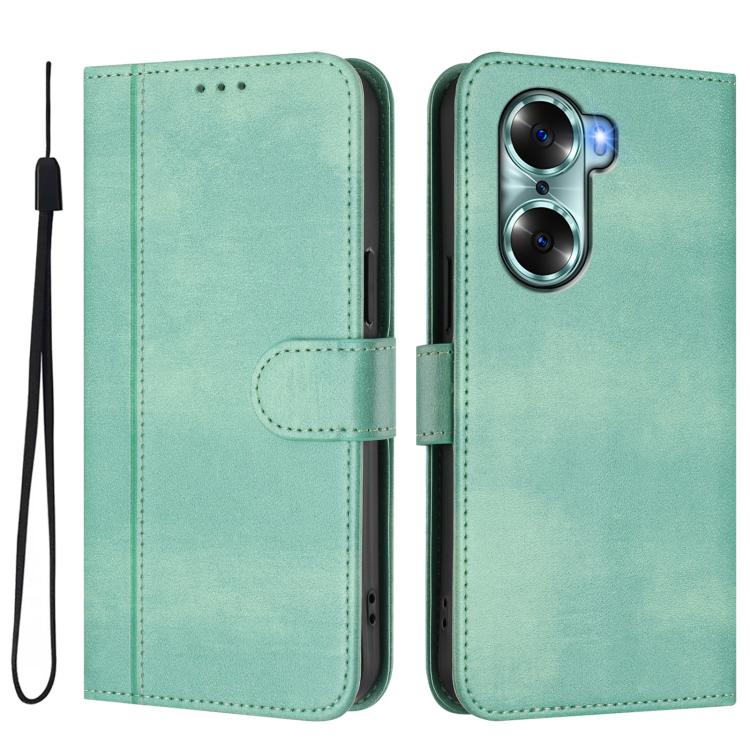 For Honor 60 Line Splicing Buckle Retro Leather Phone Case