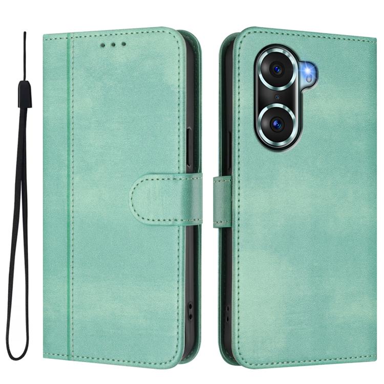 For Honor 60 Pro Line Splicing Buckle Retro Leather Phone Case