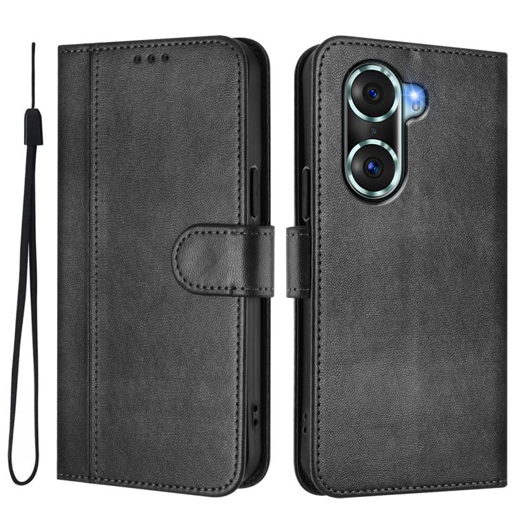 For Honor 60 Pro Line Splicing Buckle Retro Leather Phone Case
