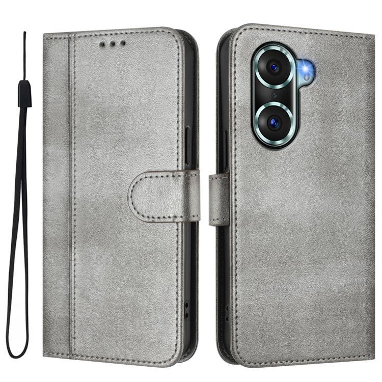 For Honor 60 Pro Line Splicing Buckle Retro Leather Phone Case