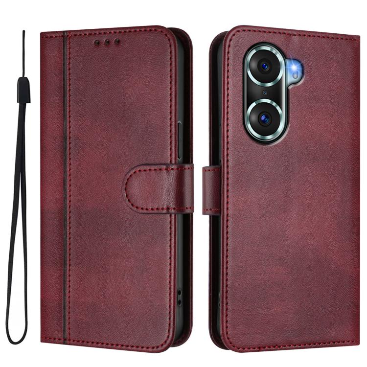For Honor 60 Pro Line Splicing Buckle Retro Leather Phone Case
