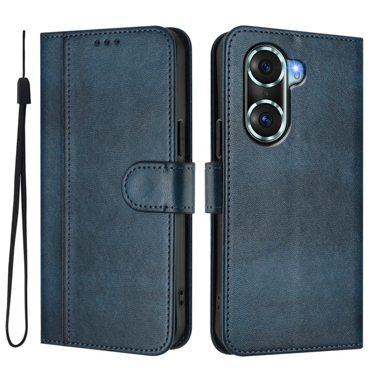 For Honor 60 Pro Line Splicing Buckle Retro Leather Phone Case