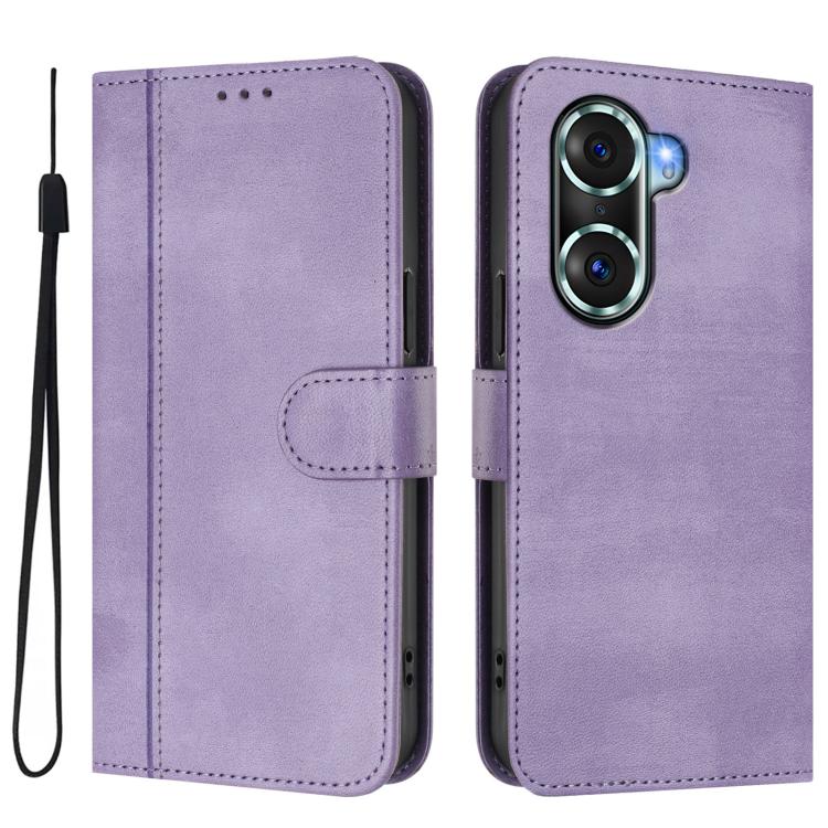 For Honor 60 Pro Line Splicing Buckle Retro Leather Phone Case