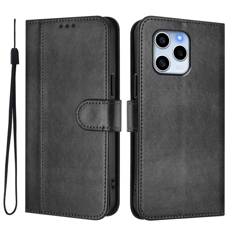 For Honor 60 SE Line Splicing Buckle Retro Leather Phone Case