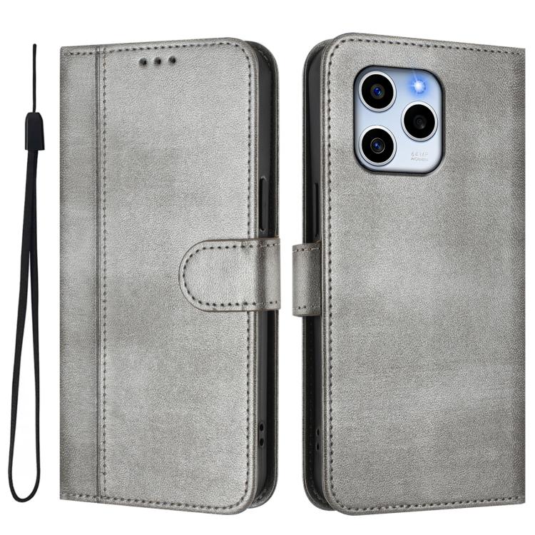 For Honor 60 SE Line Splicing Buckle Retro Leather Phone Case