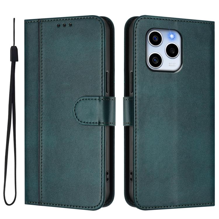 For Honor 60 SE Line Splicing Buckle Retro Leather Phone Case