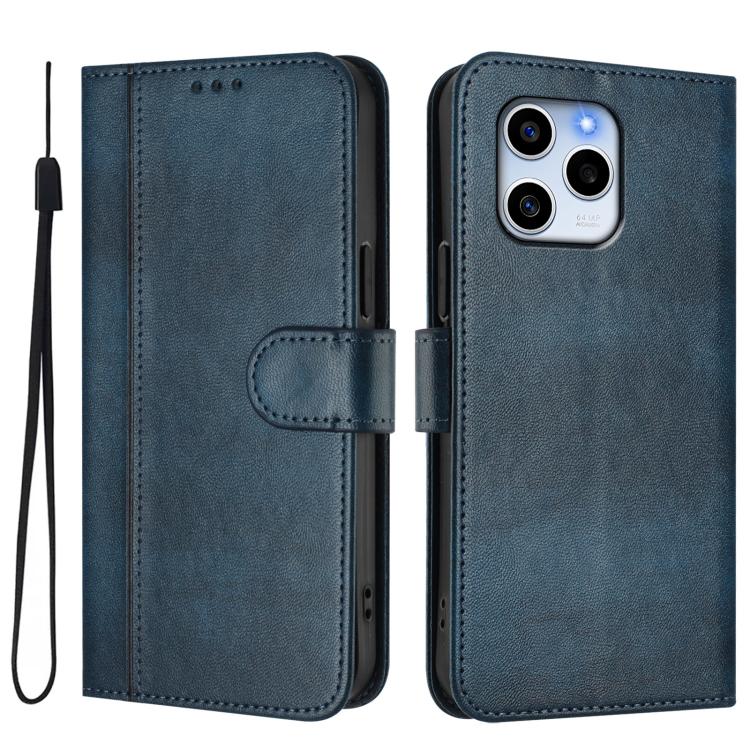 For Honor 60 SE Line Splicing Buckle Retro Leather Phone Case