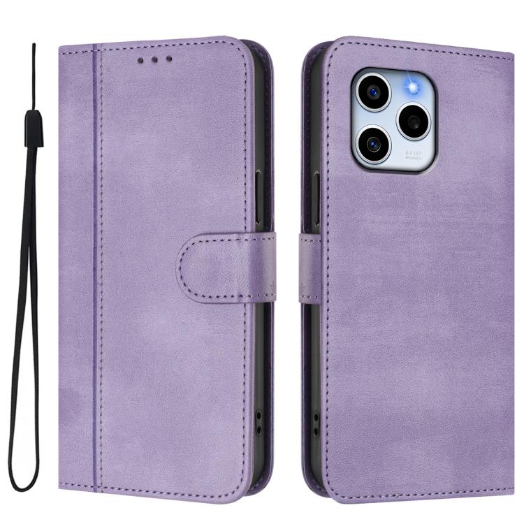 For Honor 60 SE Line Splicing Buckle Retro Leather Phone Case