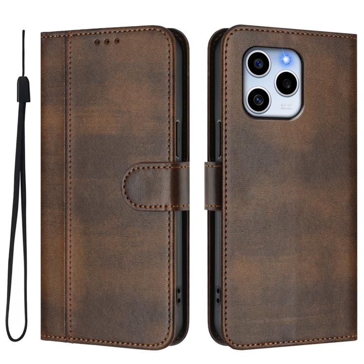 For Honor 60 SE Line Splicing Buckle Retro Leather Phone Case