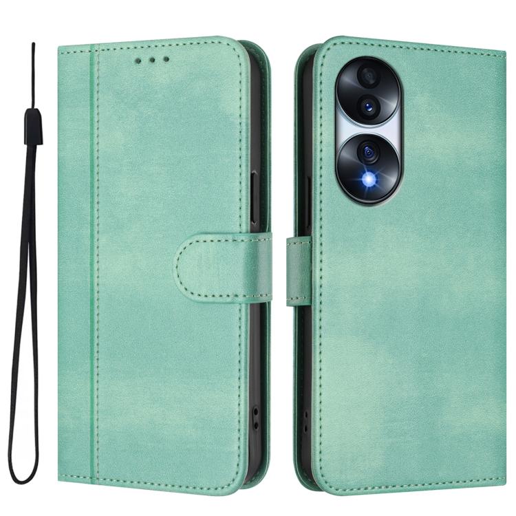 For Honor 70 Line Splicing Buckle Retro Leather Phone Case