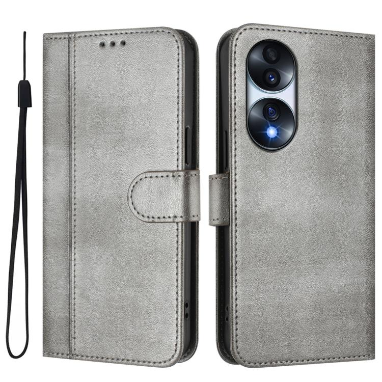 For Honor 70 Line Splicing Buckle Retro Leather Phone Case