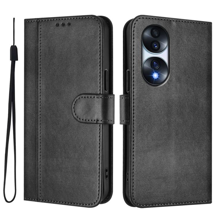 For Honor 70 Pro Line Splicing Buckle Retro Leather Phone Case