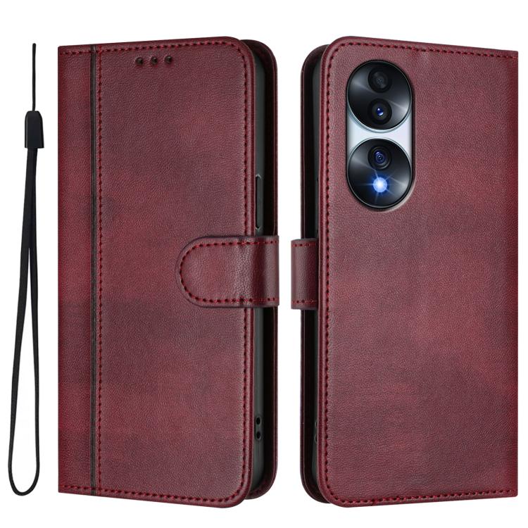 For Honor 70 Pro Line Splicing Buckle Retro Leather Phone Case