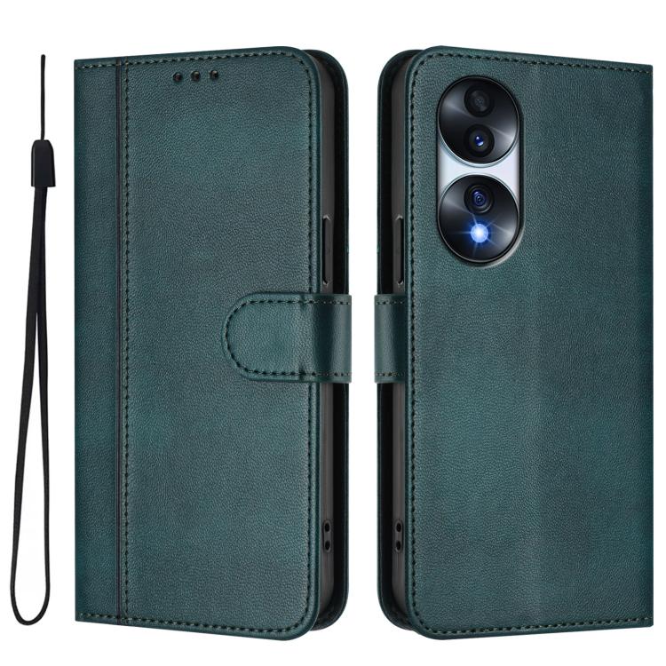 For Honor 70 Pro Line Splicing Buckle Retro Leather Phone Case