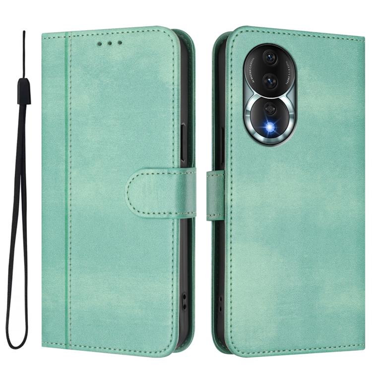 For Honor 80 Line Splicing Buckle Retro Leather Phone Case