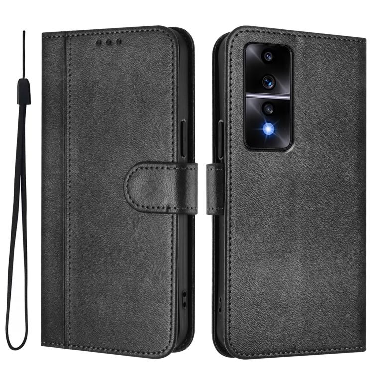 For Honor 80 GT Line Splicing Buckle Retro Leather Phone Case