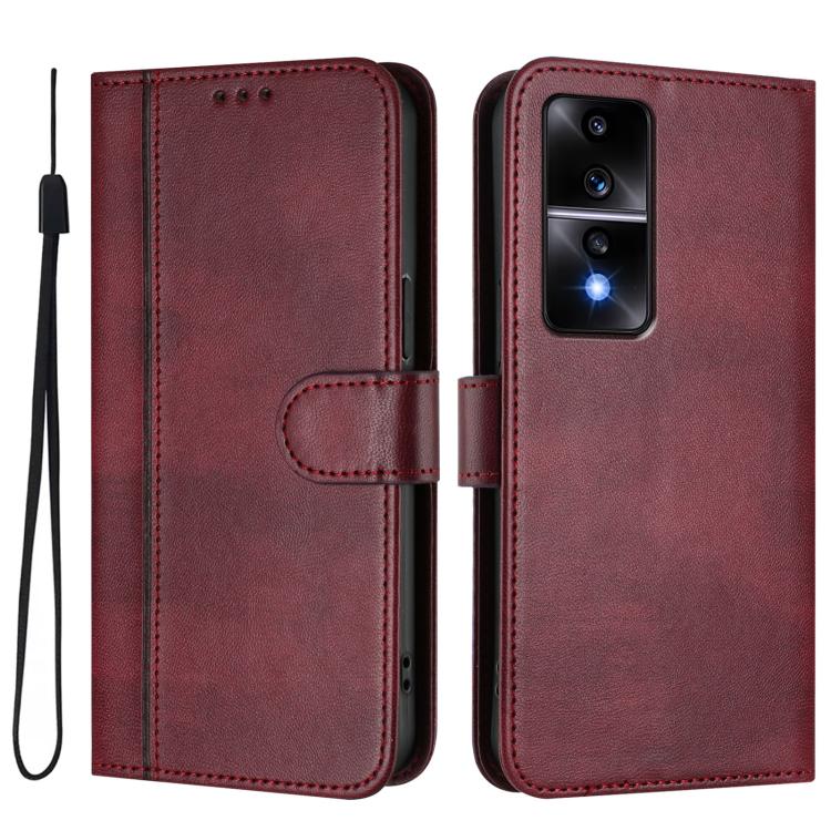 For Honor 80 GT Line Splicing Buckle Retro Leather Phone Case