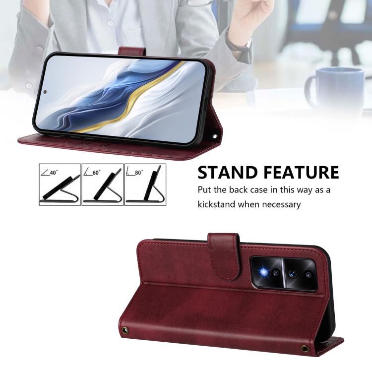 For Honor 80 GT Line Splicing Buckle Retro Leather Phone Case