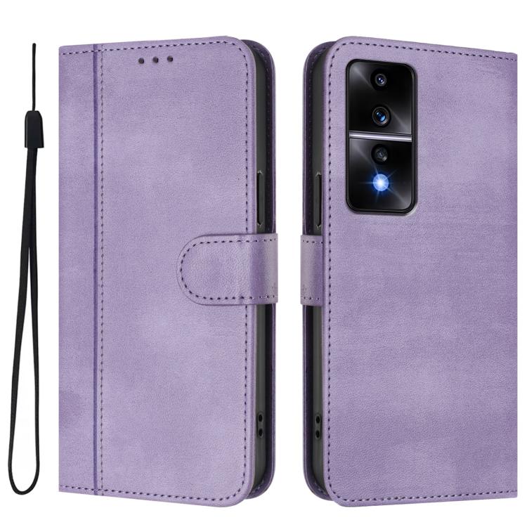 For Honor 80 GT Line Splicing Buckle Retro Leather Phone Case