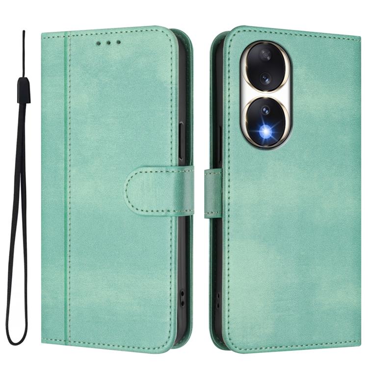 For Honor 90 Line Splicing Buckle Retro Leather Phone Case