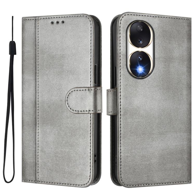 For Honor 90 Line Splicing Buckle Retro Leather Phone Case