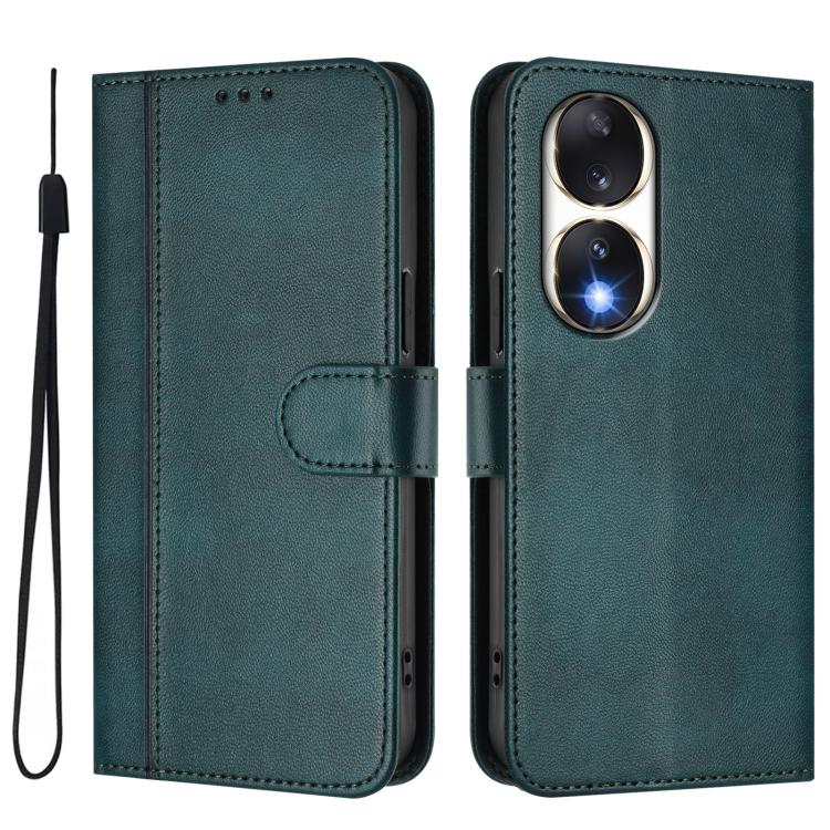 For Honor 90 Line Splicing Buckle Retro Leather Phone Case