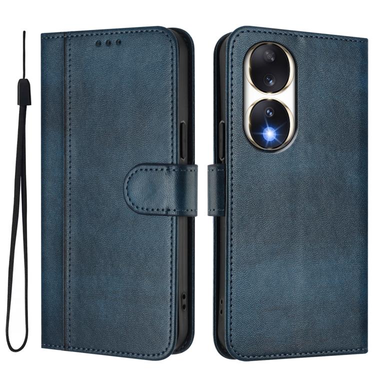 For Honor 90 Line Splicing Buckle Retro Leather Phone Case