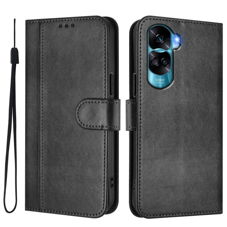 For Honor 90 Lite / Honor X50i Line Splicing Buckle Retro Leather Phone Case