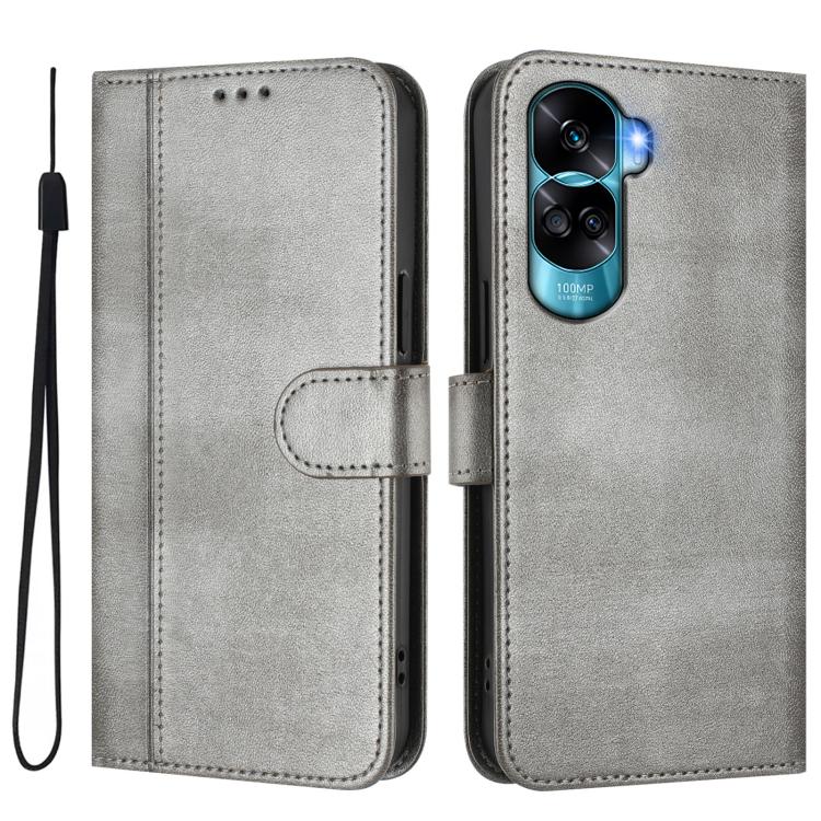 For Honor 90 Lite / Honor X50i Line Splicing Buckle Retro Leather Phone Case