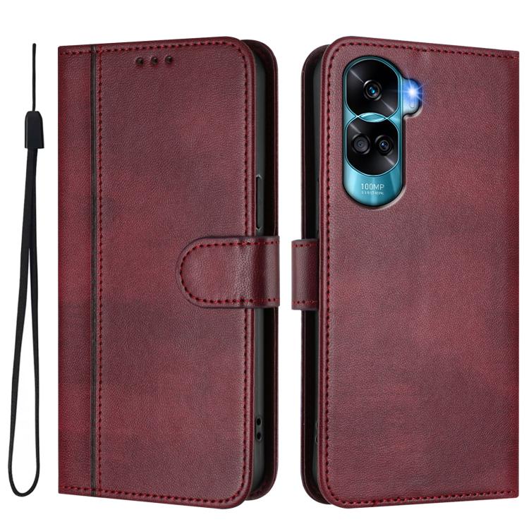 For Honor 90 Lite / Honor X50i Line Splicing Buckle Retro Leather Phone Case