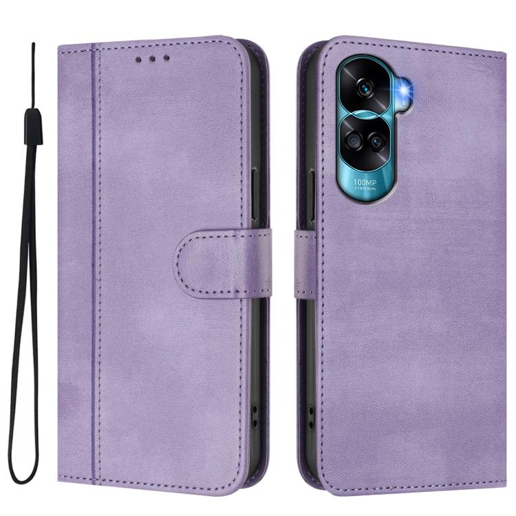 For Honor 90 Lite / Honor X50i Line Splicing Buckle Retro Leather Phone Case