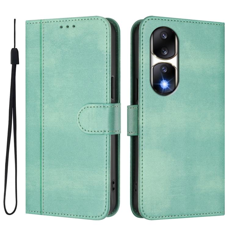For Honor 90 Pro Line Splicing Buckle Retro Leather Phone Case