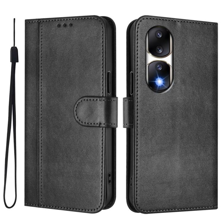 For Honor 90 Pro Line Splicing Buckle Retro Leather Phone Case