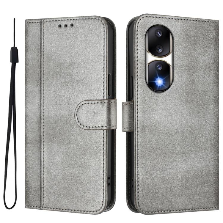 For Honor 90 Pro Line Splicing Buckle Retro Leather Phone Case