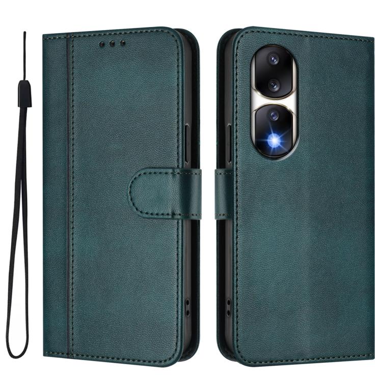 For Honor 90 Pro Line Splicing Buckle Retro Leather Phone Case