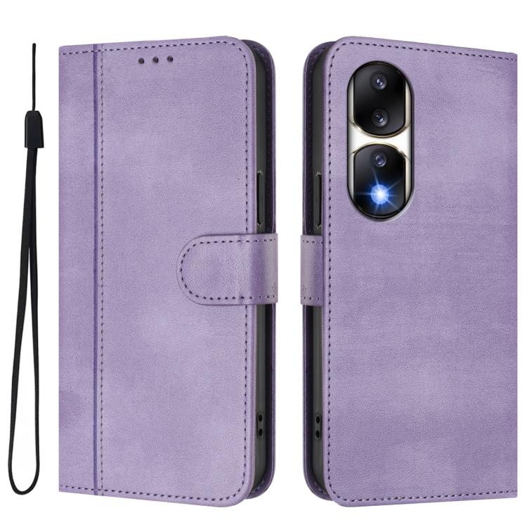 For Honor 90 Pro Line Splicing Buckle Retro Leather Phone Case