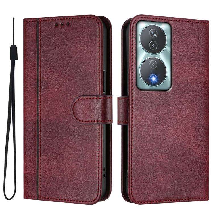 For Honor 90 Smart / X7b 4G / X7b 5G Global Line Splicing Buckle Retro Leather Phone Case