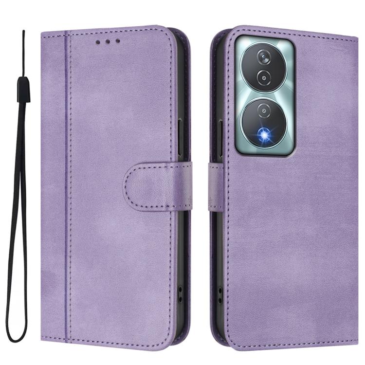 For Honor 90 Smart / X7b 4G / X7b 5G Global Line Splicing Buckle Retro Leather Phone Case